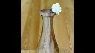 Turning a birch vase