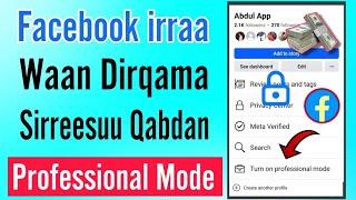 Facebook irraa waan dirqama sirreessuu Qabdan Professional mode