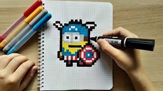 HOW TO DRAW A SUPERHERO MINION - Pixel art