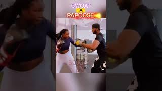 Claressa Shields and Papoose bonding on the pads. #heavybagboxingtv