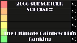 2000 Subscriber Special!! The Ultimate Rainbow High Ranking