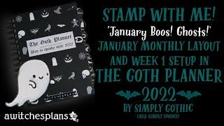 Stamping Ghosts | Spooky plan with me.  GOTH PLANNER January 2022 | ft Simply Gothic / Simply Spooky