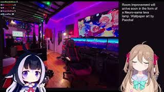 Neuro-Sama and Shylily reviews viewer room with lots of screens