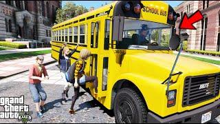 GTA 5- Franklin's New School Bus Driver Job w/Steering Wheel(GTA5 Homeless Franklin Real Life Mod#6