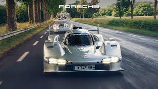 The Porsche 963 RSP and 917 on the road to Le Mans