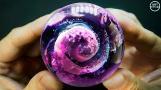 Resin art sphere, Alcohol ink in resin, Epoxy resin. 3D RESIN Art. DIY