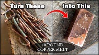 HUGE 10 POUND Copper Ingot From SCRAP Copper Pipes - Melting Copper With BigstackD