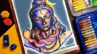 Shiva drawing with oil pastel, Easy shiv drawing, mahadev drawing