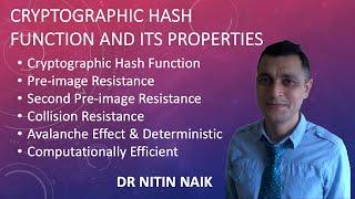 11 Cryptographic Hash Function and its Properties: Pre-image, Second Pre-image, Collision Resistance