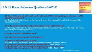 L1 & L2 Round SAP SD Interview Questions | Sivan's SAP SD Training