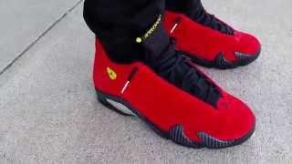 NIKE Air Jordan RETRO "Ferrari" 14 XIV "Toro Bravo" Review ON Feet RED SUEDE