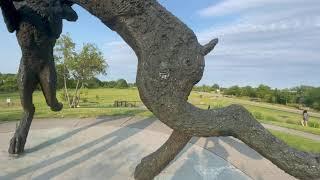 Field of corn and Giant dancing bunnies in Dublin Ohio