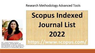 Scopus Indexed Journals List 2022(scopus)(2022)(SCOPUS)(Journals)(Scopus Journals)