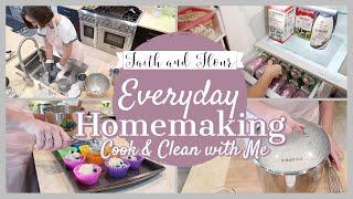 Everyday Homemaking | Cook & Clean With Me 2020 | Cold Start Yogurt, GF Quiche & Blueberry Muffins