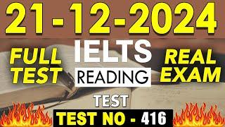 IELTS Reading Test 2024 with Answers | 21.12.2024 | Test No - 416