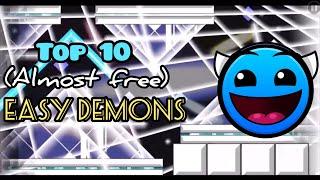 Top 10 (almost free) easy demons | geometry dash 2.1