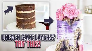 GANACHE  PURPLE GEODE CAKE|HOW TO FIX UNEVEN LAYERED CAKES EASY!-GLADY'S CAKE KITCHEN