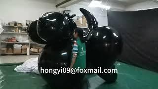 So amazing shiny black inflatable girl with big boobs #inflation #tpu