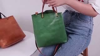 Vintage / Retro Brown Leather Casual Women's Bags