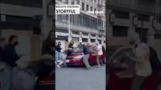 Driver runs over protester blocking LA intersection #shorts #foxnews #news #breakingnews #usa