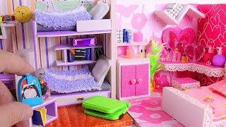 4 DIY Miniature Rooms: miniature bedroom, nursery room, bunk beds, and more!