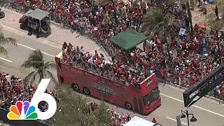 WATCH: Back-to-back Stanley Cup champs Florida PANTHERS celebrate at PARADE in Fort Lauderdale beach