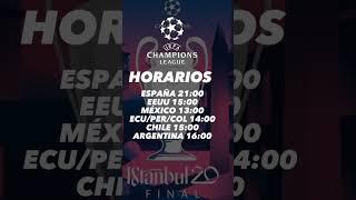 HORARIOS FINAL CHAMPIONS LEAGUE INTER VS CITY