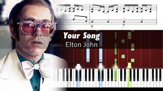 Elton John - Your Song - Piano Accompaniment Tutorial