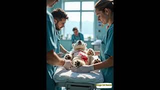 Orange Cat takes injured polar bear to hospital for treatment #funny #cute #cat #cats