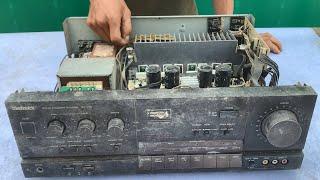 Antique Technics Audio Amplifier Restoration // Restore and Reuse a Broken 120w Amplifier