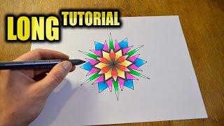 How to draw geometric star -  Geometric drawing tutorial long video