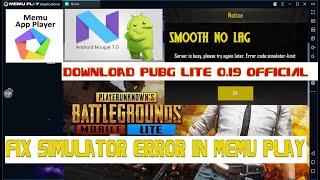 Pubg Mobile Lite 0.19 Memu Play Simulator And Login Error Fix