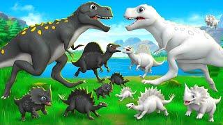 Black vs White T-Rex: Epic Jurassic Dinosaur Battle! Animal Revolt Showdown!