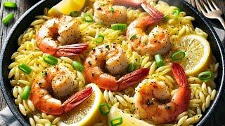 One-Pan Shrimp and Lemon Orzo Recipe | Easy, Creamy, & Delicious