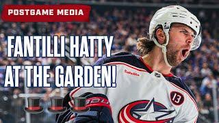 ADAM FANTILLI HAT TRICK AT MADISON SQUARE GARDEN!  Blue Jackets Win 7-3! | Postgame Media