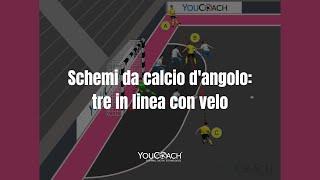 Esercizio per il futsal (calcio a 5): 3 schemi da calcio d'angolo con tre in linea con velo