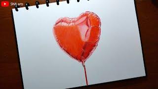 Drawing Red Heart Balloon With Color Pencils || Prismacolor Premier