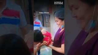 Newborn girl dressed as ‘Maa Ambe' for Vijayadashmi moments after birth. Watch