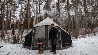 Winter Camping With My Dog In Huge Kingcamp Bell Tent