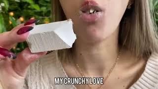 Dry chalk and wet chalk eating in clay paste by my crunchy love #mukbang #crunch#asmr #satisfying