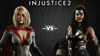 Injustice 2 - Пауэргёрл против Чудо-Женщины - Intros & Clashes (rus)