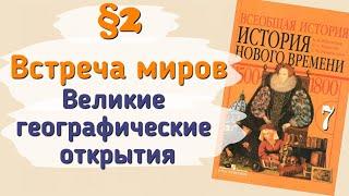 Краткий пересказ §2 Встреча миров. Великие географические открытия. История 7 класс Юдовская