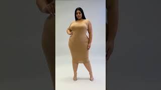 Glamorous  models lifestyle curvy woman in baby girl dress. plus size women beauty fashion.