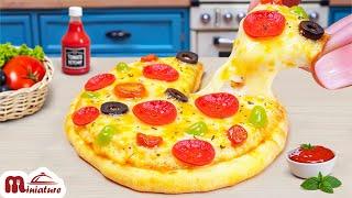  Cooking Amazing Pepperoni Pizza In Mini Kitchen | ASMR Cooking Mini Food