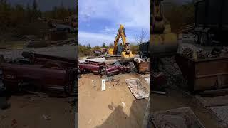 We Don’t Crush These Much #crushing #heavyequipment #satisfying #junkyard #excavator #chevy