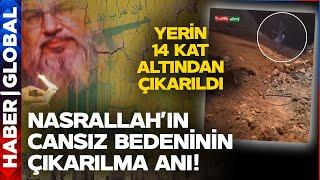 Tarihi Görüntüler! Nasrallah'ın Cansız Bedeni Yerin 14 Kat Altından Böyle Çıkarıldı!