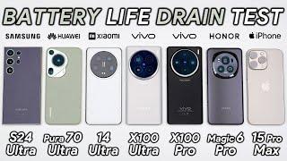 Samsung S24 Ultra vs Huawei Pura 70 Ultra / Xiaomi / Vivo / HONOR / iPhone Battery Life DRAIN Test!