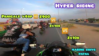 ZX10R VS DUCATI VS Z900 VS ZX10R | SUPERBIKE SUNDAY RIDE | MARINE DRIVE | PATNA | BIHAR | A2 BIKER