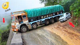 Lorry Videos : Dare Drive On Dangerous Ghat Down Turns | Ghat Trucks | Truck Videos | Trucks In Mud