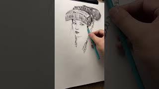 Draw a girl's portrait in Pencil with a photo reference  #drawing  #art #portraitdrawing